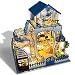 Kisoy Miniature DIY Dollhouse Kit with Furniture Accessories Creative Gift for Lovers and Friends (Aegean Sea) with Dust Proof Cover and Music Movement