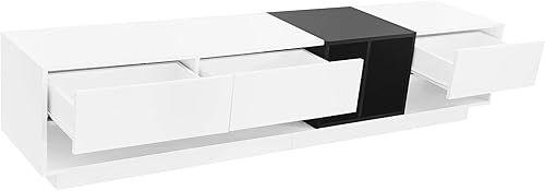 Miniatura 106 de LUMISOL Soporte de TV moderno para TV de 75 pulgadas + consola de TV con armarios de puerta de cristal, centro de entretenimiento de madera con