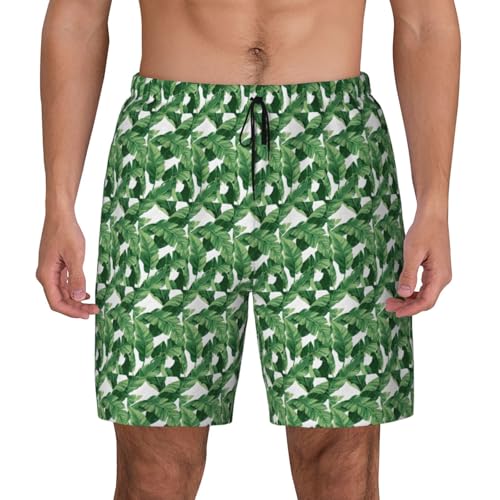 Pantalón corto de baño para hombre con estampado de palmeras verdes para playa