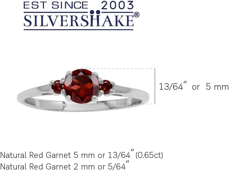 Silvershake Petite Design Round Shape Gemstone Birthstone White Gold Plated or Yellow Gold Plated 925 Sterling Silver Solitaire Promise or Engagement Ring Jewelry for Women - Image 3