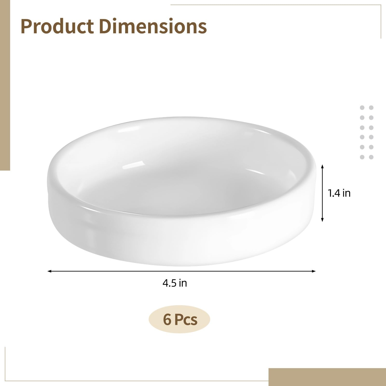 6-teiliges Keramik-Kuchenform-Set, 11,4 x 3,6 cm, flache Auflaufförmchen, Mini-Kuchenteller für individuelle Portionen
