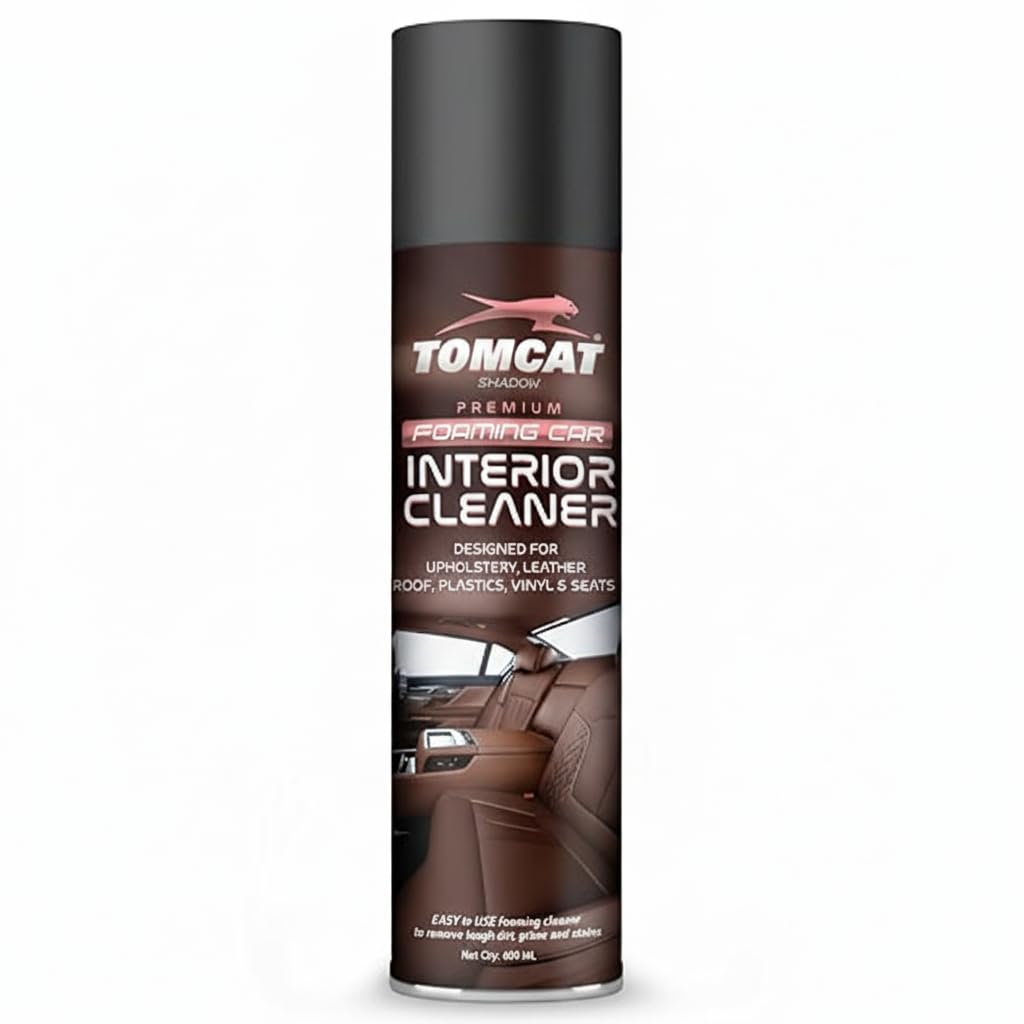 TOM CAT Foaming Car Interior Spray | Car Foam Cleaner Spray for Upholstery,Plastic, Leather Roof, Vinyl & Seats | Auto Care Accessories |Car Leather Seat Cleaner 600ml (Pack of 1) - FORMULATION 110X