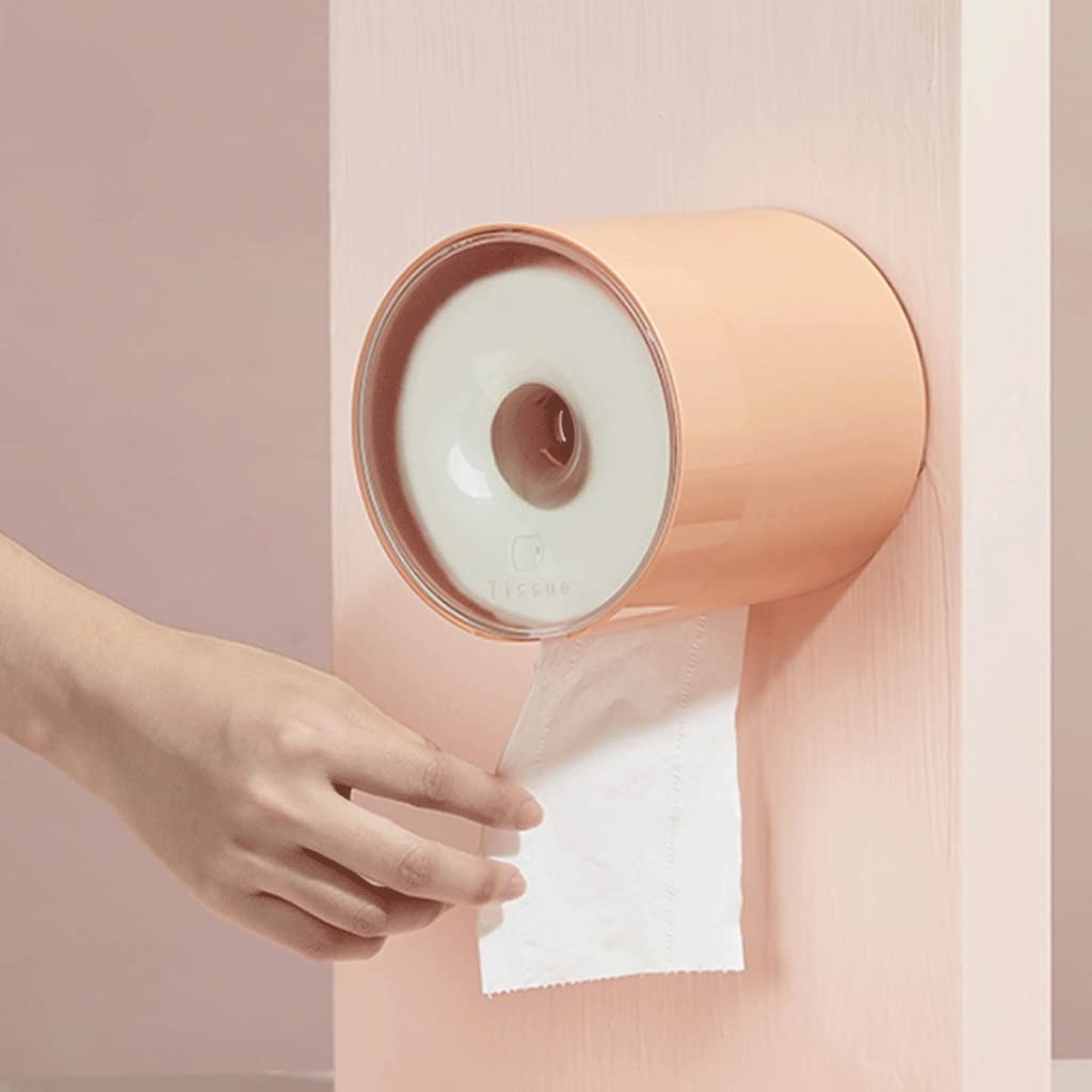 CMBSSTFC Uchwyt na papier toaletowy Okrągły stojak na rolki Plastikowy ręcznik ABS Dozownik ścienny do przechowywania chusteczek łazienkowych Stylowy (kolor: różowy)