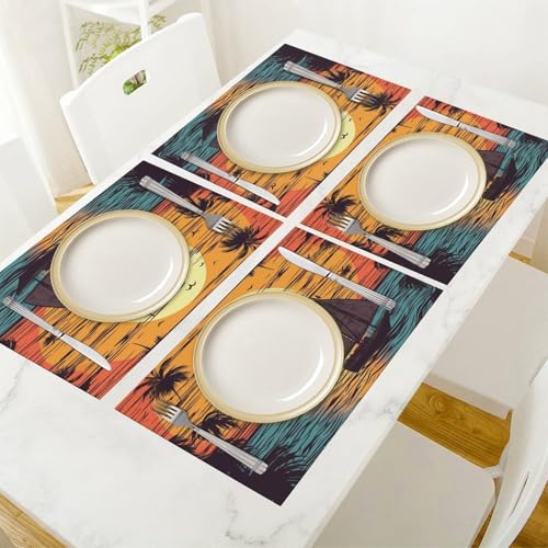 Set de table lavable antidérapant et imperméable lot de 6 PVC - 7