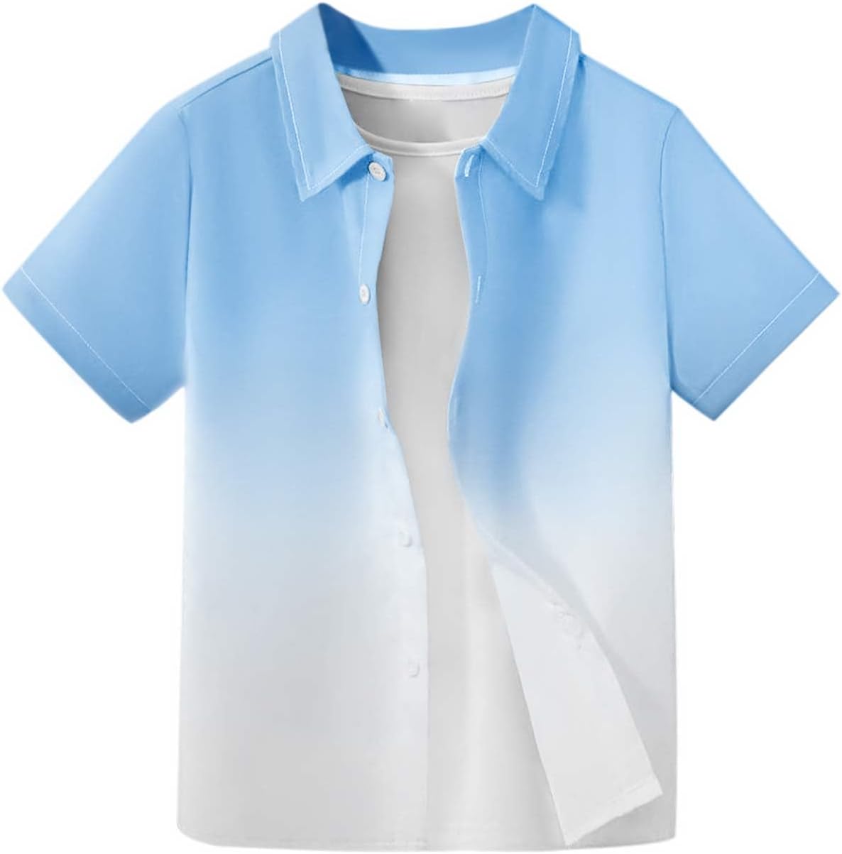 Haloumoning Boys Button Down Shirts Short Sleeve Gradient Shirt Kids Summer Casual Beach Hawaiian Shirts 5-14Y