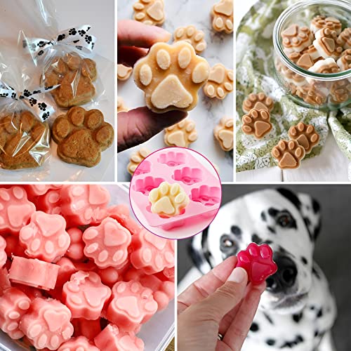Lukinuo Paw Print Mold Puppy Dog Paw And Bone Silicone Molds 4Pcs Dog Treat Molds Silicone Baking Mold For Puppy Treats Ice Cream Cubes Tray Biscuits Chocolate Candy Jelly Dog Snack Muffin Pan #TOP4