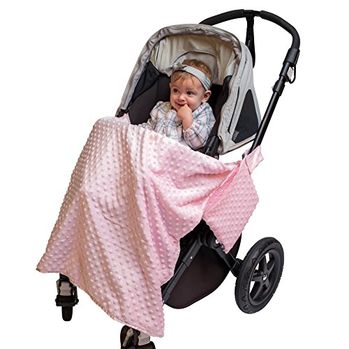 Image of J.L. Childress Cuddle 'N Cover Stroller Blanket - Soft Baby Blanket for Travel, Car Seat, & Strollers, All-Weather Sun & Shade Protection for Infant & Toddler, Silky & Minky Fabric - 30" x 30", Pink