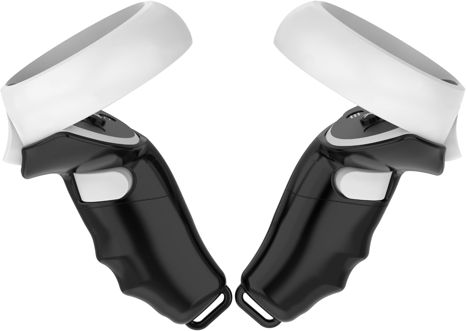 Magnetic Controller Grips for Meta Quest 2 | Ergonomic Design | Quick Installation | Compatible with Charging Dock | Extended Length | Silicone Wrist Strap (Black, Quest 2)