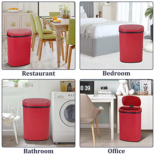 Caneca de basura automática 13 galones acero inoxidable roja miniatura 7
