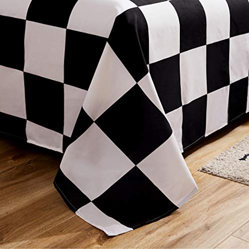 Lamejor Bed Sheet Set Queen Size Black/White Checkered Pattern With 14” Deep Pockets 4 Piece - 1 Flat Sheet, 1 Fitted Sheet, 2 Pillow Cases #TOP5