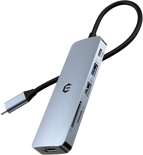 Adaptador de concentrador USB C de 6 puertos, base USB C, doble monitor 4K HDMI multipuerto Hub (USB A 3.0, 100 W PD, ranura SDTF), divisor tipo C,