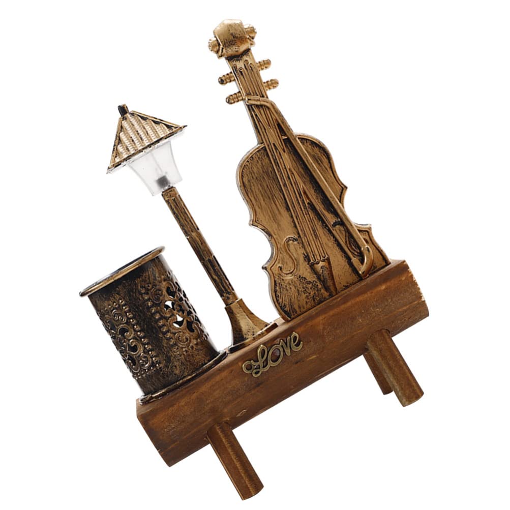 Homoyoyo Portapenne in Metallo Ornamento Da Scrivania Forma Di Violino Contenitore Per Penne e Cancelleria Decorazione Unica Per Ufficio e Casa