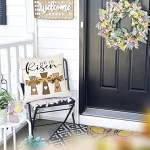 RABUSOFA He is Risen Easter Pillow Covers 18x18 inch Religious Faith Cross Porch Outdoor Pillowcase, Bow Christian Spring Decor Cushion Case Farmhouse Throw Pillow Covers for Home Couch RABUSOFA He is Risen Easter Pillow Covers 18×18 inch Religious Faith Cross Porch Outdoor Pillowcase Bow Christian Spring Decor Cushion Case Farmhouse Throw Pillow Covers for Home Couch