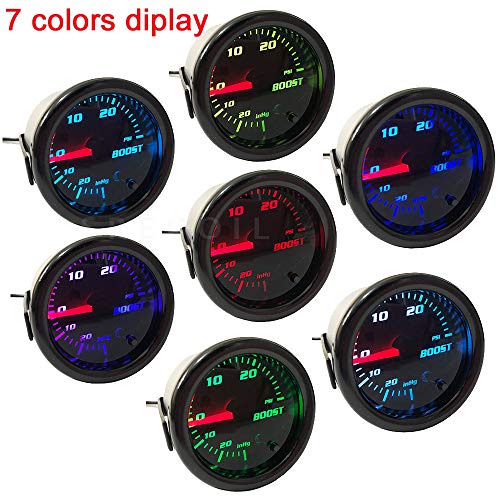 2" 52Mm 7 Color Adjustment Turbo Boost Gauge With Universal 0-30Psi Manual In Cabin Boost Controller Kit #TOP6