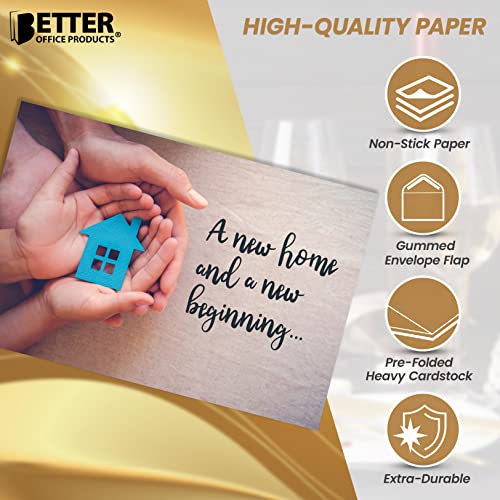 Better Office Products 25 Pack New Home Cards With Envelopes, Housewarming Cards, Congratulations On Your New Home, Cards For Realtors, 4 X 6 Inch, 5 Cover Designs, Blank Inside #TOP3