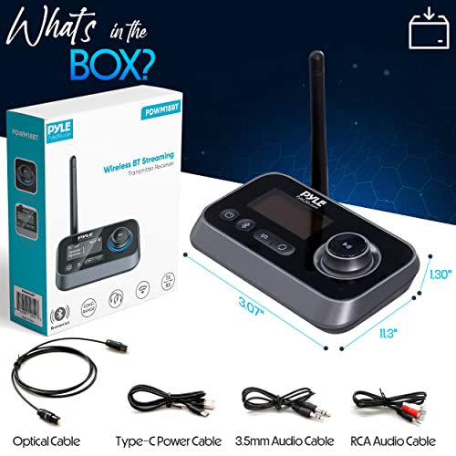 Pyle Wireless Bluetooth Transmitter Receiver - Audio Transmitting Box For Tv Home Stereo, Lcd Display, Optical, And Aux Audio Jacks, Bluetooth Version: 5.0 #TOP6