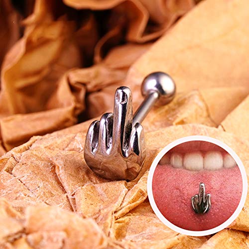 1Pc Sexy Punk Tongue Nails 316L Stainless Steel Middle Finger Tongue Nails Despise Tongue Ring Body Piercing #TOP3
