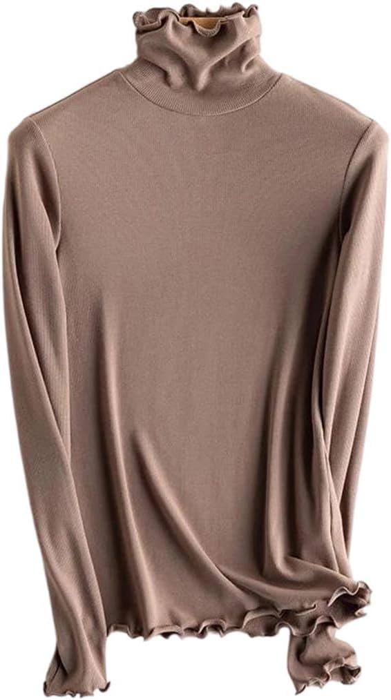 Women's Silk Viscose Blend Thermal Top Solid Long Sleeve Basic Bottoming Shirts