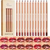 12 Pcs Pink Nude Brown Lip Liner Makeup Set - Waterproof & Smudge-Proof Matte Pencil Lip Liner Pack, Long-Lasting & Durable, Smooth & Easy Glide, Non-Smudge, Contouring, Filling & Layering (Set A) -  Beauty Glazed