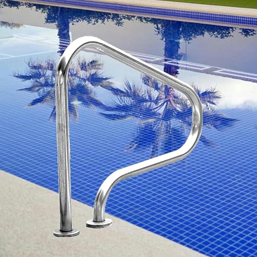 Pasamanos de piscina plateados, barandilla de escalera para piscina, para piscinas en el suelo, plateado inoxidable