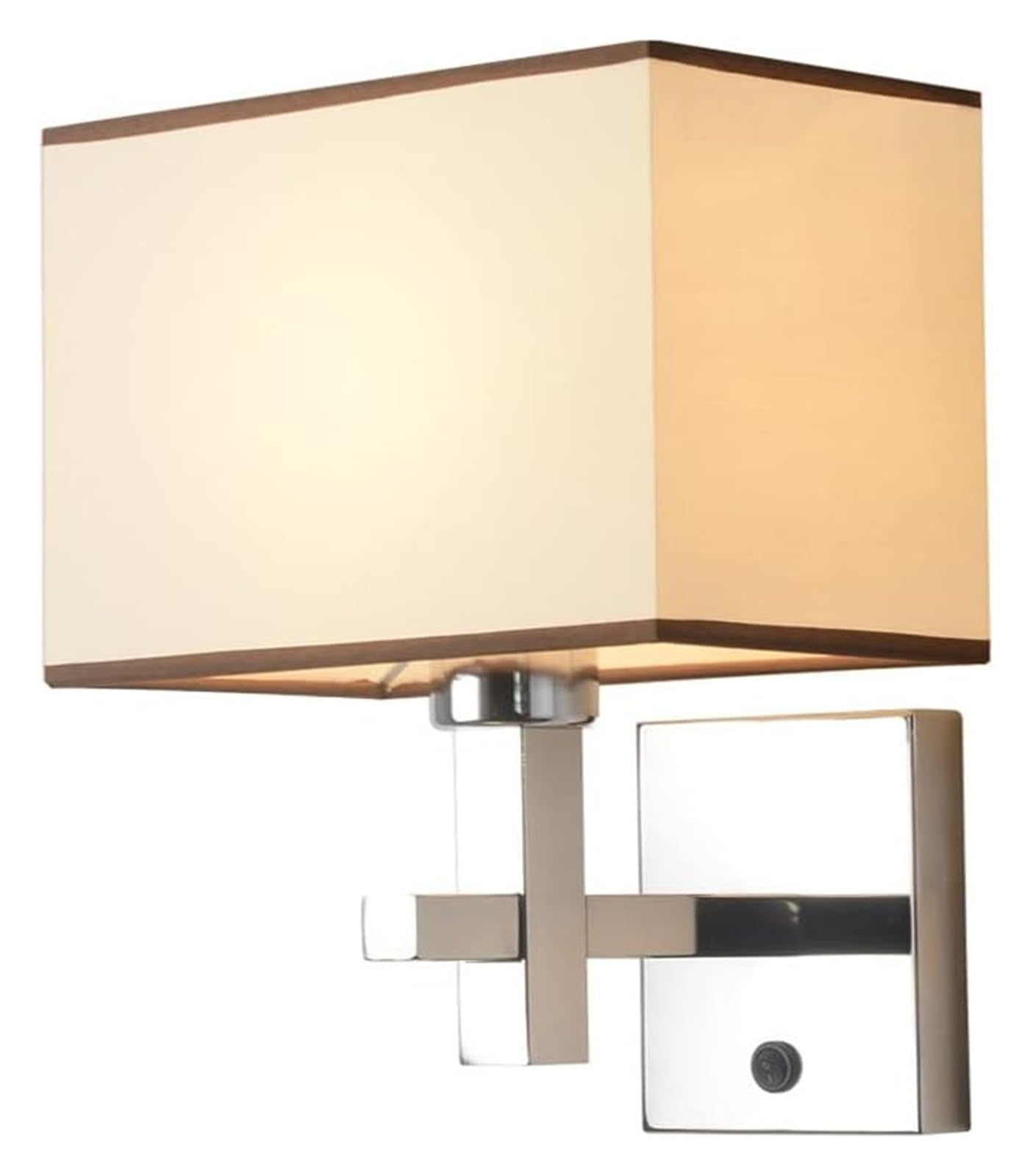 VGTLAKEX Wall Light Bedroom Wall Sconce Chrome Light Square Fabric Lamp Shade Classic Lamps with Switch Bedside Living Hallway