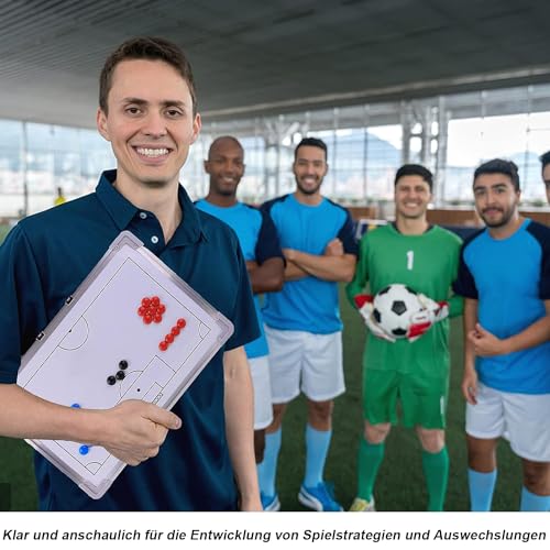 Hanlintk Taktiktafel für Fußballtrainer, tragbares Fußball-Magnettaktik-Strategietafel-Set, inklusive Whiteboard-Marker, Radiergummi, magnetischen Markierungsmünzen und Aufbewahrungstasche