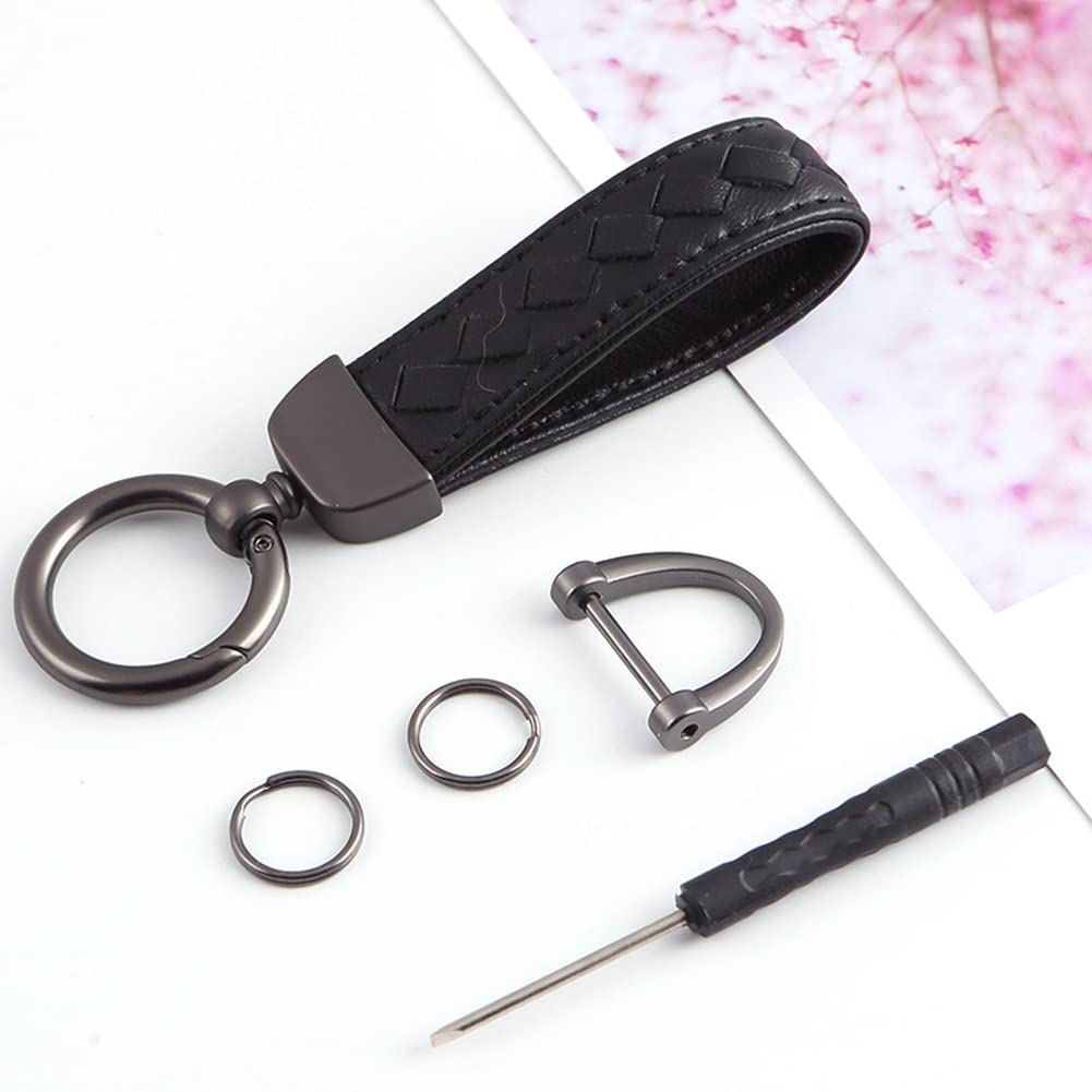 Portachiavi In Pelle Intrecciata Con Moschettone - Design Elegante Per Chiavi Auto E Casa | Regalo Unisex - Foto 9