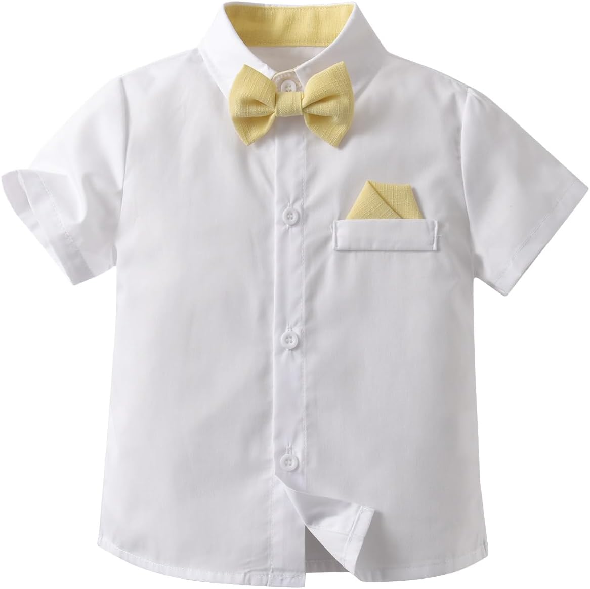 Boarnseorl Baby Boys Shorts Sets, Infant Shirt+Shorts+Bow Tie+Suspenders Outfits Suits
