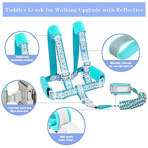 Toddler Leash For Walking, Toddler Safety Harnesses Leashes, Safety Harness With Lock For Kids, Anti Lost Wrist Link For Toddlers ，Upgrade With Reflective Tape Liner（6.5Ft）For Kids #TOP2