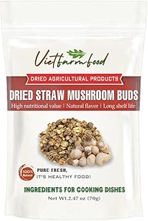 DRIED STRAW MUSHROOMS 2.47 Oz (70g) VIETFARMFOOD: Dried agricultural products with pure natural flavor. Used as cooking ingredients to prepare delicious, nutritious dishes, suitable for vegetarians