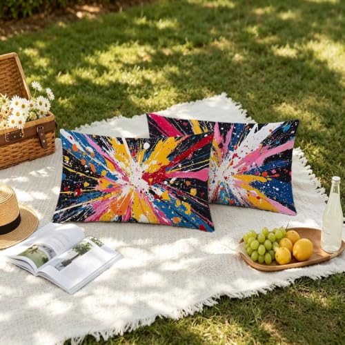 Fundas cojines exterior impermeable 40x60 juego de 2 fundas de almohada lino abstracto 3
