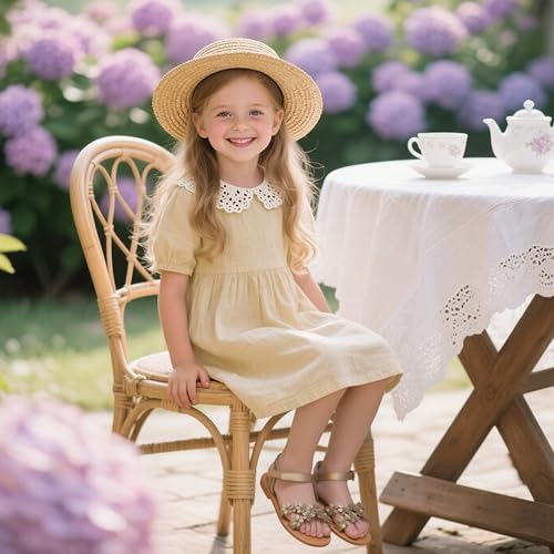 Image of Flaryzone Girls Sandals Open Toe Summer Flats Dress Sandals Shoes Toddler /Little Kid