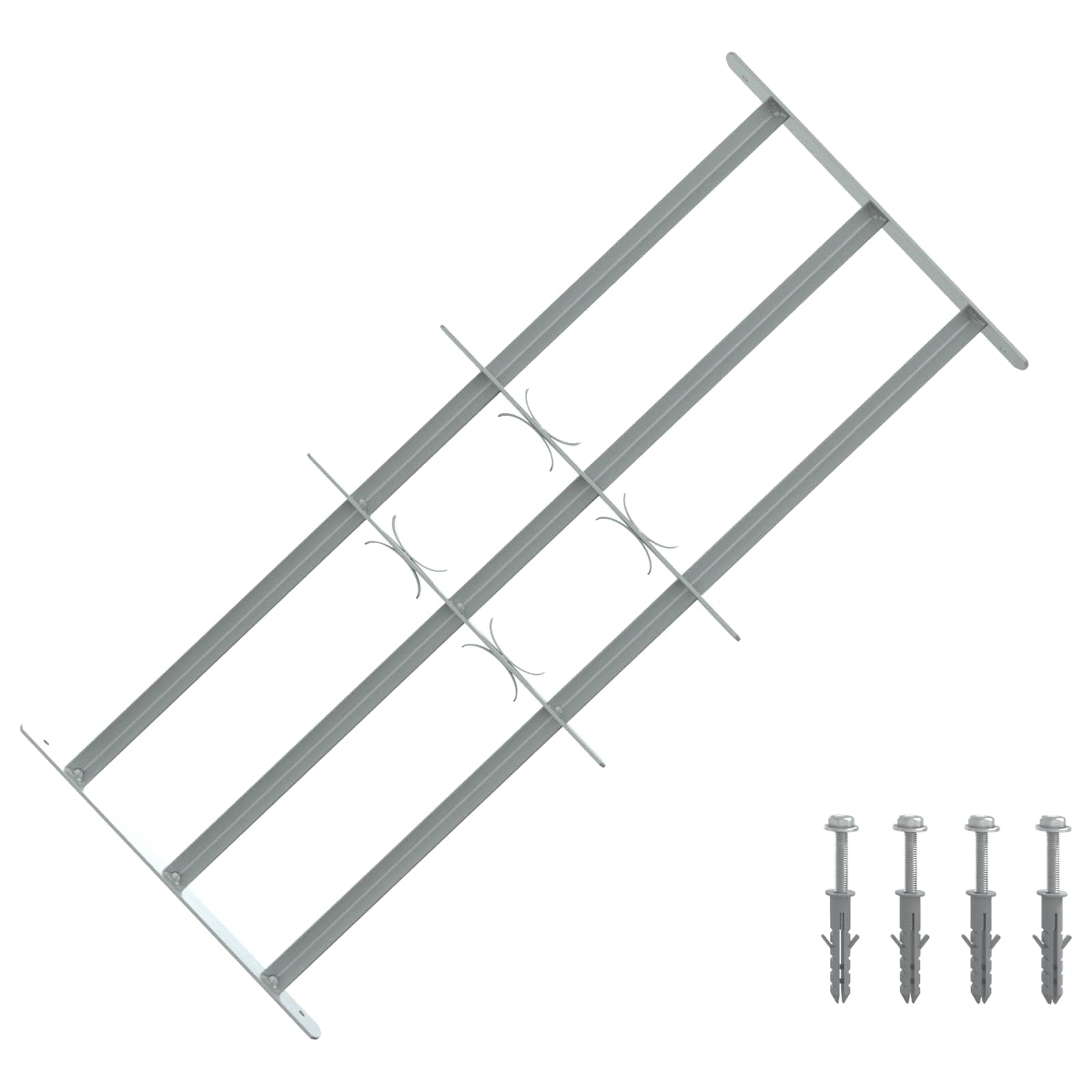 Rejilla de seguridad para ventana de acero galvanizado con 3 barras transversales ajustables 630-1140 mm, 3 unidades, protección antirrobo, para plástico, madera, marco de aluminio