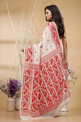Image of OISHANI SAREE GHOR Women's Traditional Bengal Cotton Silk Soft Jamdani Saree - Beautiful design and Quality - Without Blouse Piece