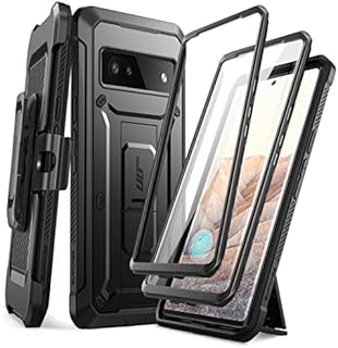 SUPCASE Unicorn Beetle Pro Case for Google Pixel 6a 5G (2022 Release), [Extra Front Frame] Full-Body Dual Layer Rugged Belt-Clip & Kickstand Case with Built-in Screen Protector (Black)
