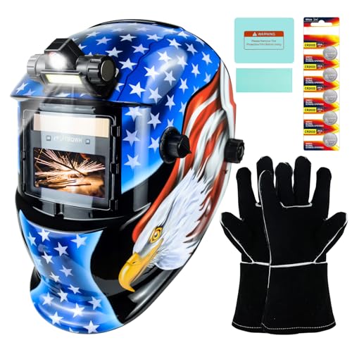 Image of TRQWH Welding Helmet Auto Darkening Welding Hood with Light True Color 1/1/1/2 Top Optical Clarity Wide Shade 9-13 Welder Helmet Welding Mask with Grinding (KTS-HD109)