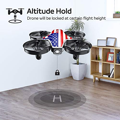 Mini Drone, Potensic A20 RC Nano Quadcopter 2.4G 6 Axis, Altitude Hold Function, Headless Mode Safe and Stable Flight, Remote Control Drone for Beginners & Kids -Flag