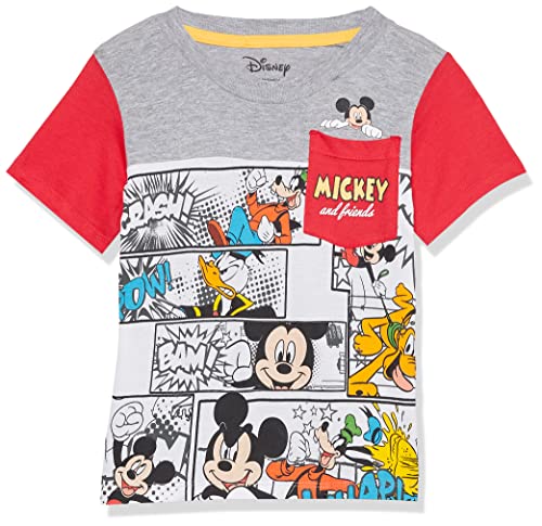 T-shirt Mickey Disney à col rond et poche plaquée tendance garçon