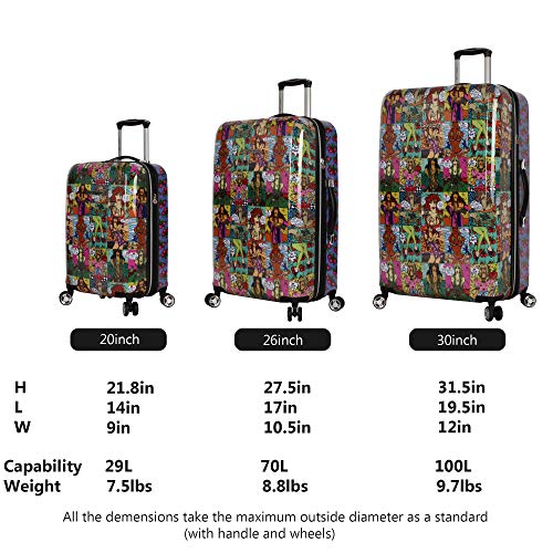 Betsey Johnson Designer Luggage Collection - Expandable 3 Piece Hardside Lightweight Spinner Suitcase Set - Travel Set Includes 20-Inch Carry On, 26 Inch And 30-Inch Checked Suitcase (Girls Print) #TOP6