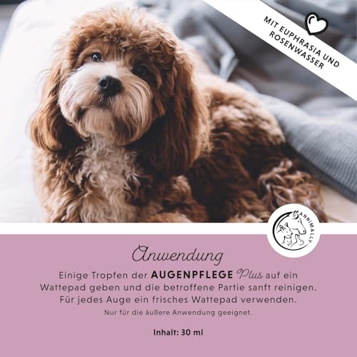 Annimally Augenpflege Plus - Natürlicher Augenreiniger für Hunde & Katzen, mit Euphrasia & Rosenwasser, 30 ml