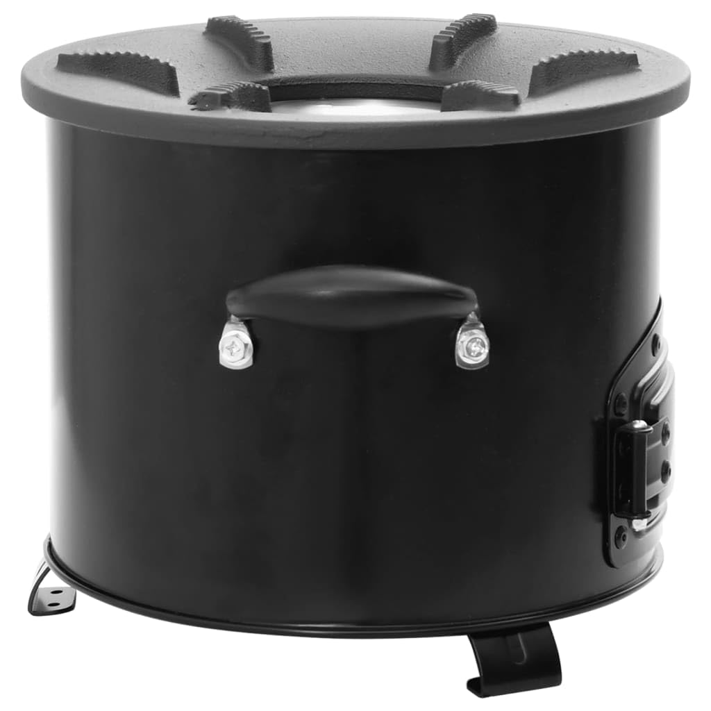 Camping Ofen Schwarz 36x26x22,5 cm Metall Gusseisen Feuerstelle mit Tür und 2 Griffen Outdoor Ofen für Küche am Lagerfeuer Wärme und gemütliche Atmosphäre