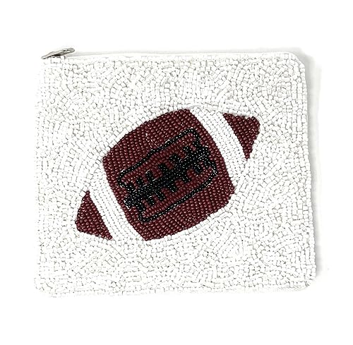 Football Beaded Coin Purse Pouch, Small Wallets for Her, Gift Card Pouch Birthday Gift, Football Fan Must Have