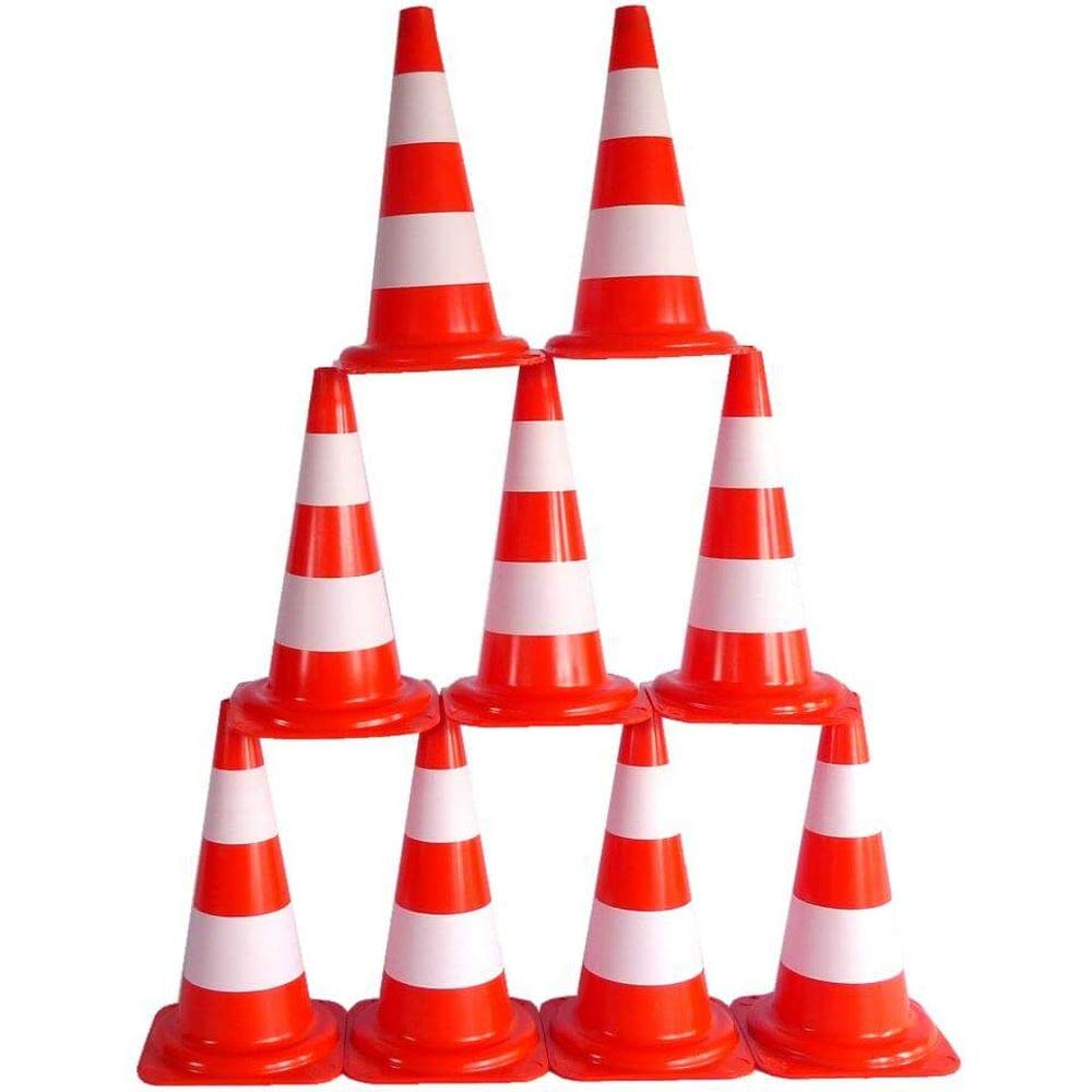 10 Stück Leitkegel, rot tagesleuchtend/weiß, Weich-PVC, 50 cm, 1,3 kg aus Kunststoff, Art.-Nr. 35773 | Leitkegel | Pylone | Markierungskegel
