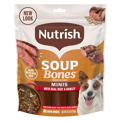 Nutrish Soup Bones Minis Premium Dog Chews with Real Beef and Barley, 6.3 oz Pouch, Pack of 7 (Rachael Ray)