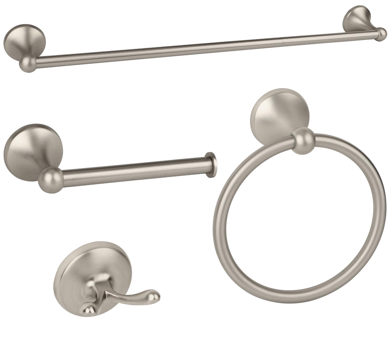 Ntipox Brushed Nickel 4-Piece Bathroom Hardware Accessories Set, 24 Inch Towel Bar, Towel Rack, Bathroom Towel Holder