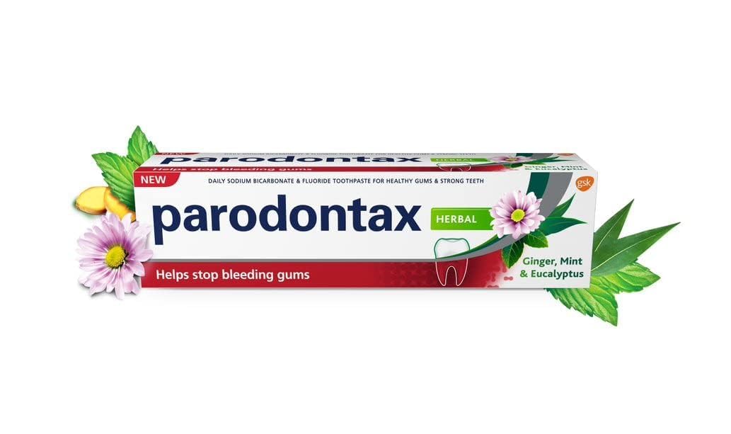 Parodontax Herbal Ginger & Mint Toothpaste 75ml, Daily Fluoride Gum-Health Toothpaste with a Naturally Inspired Herbal Flavour for Healthy Gums & Fresh Breath