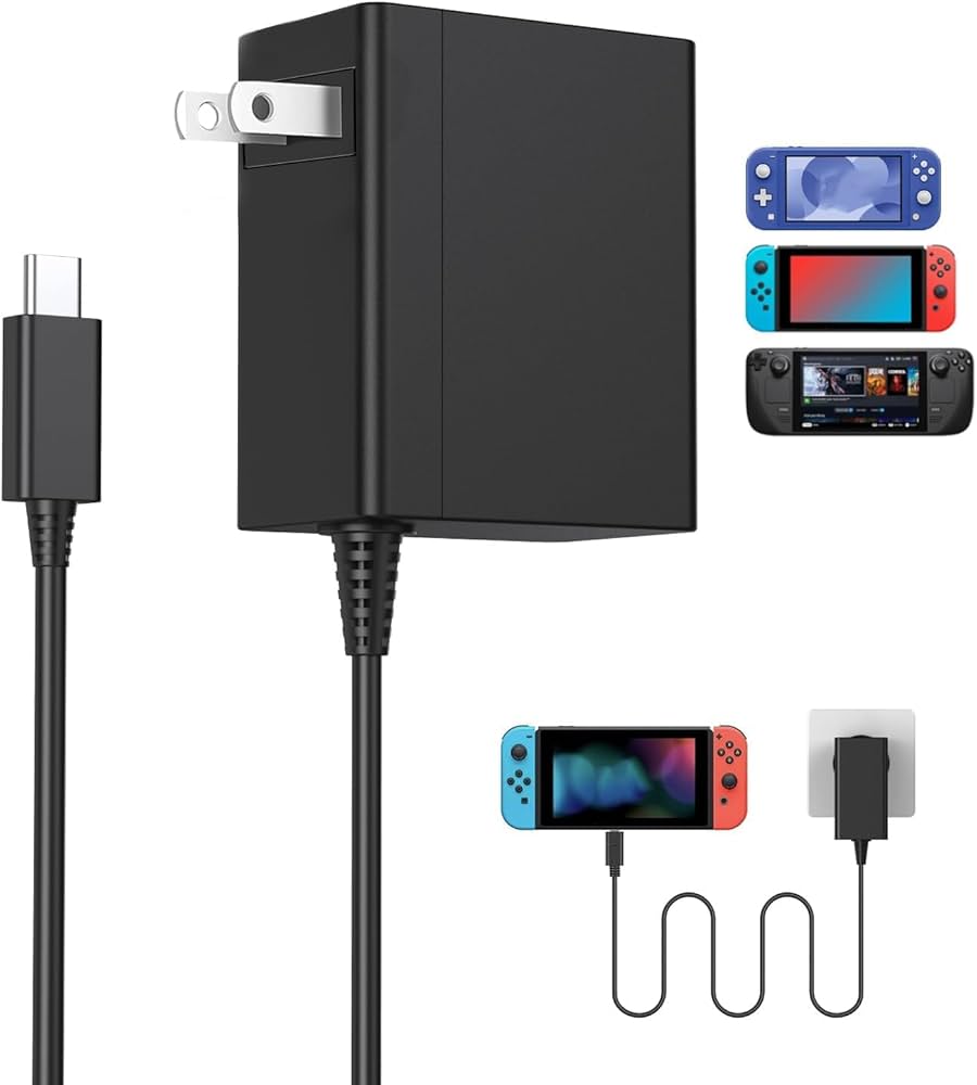 Nintendo Switch Lite ／グレー/AC充電アダプター、2019 AC アダプター充電器互換性のある Nintendo Switch EU/US プラグ NS