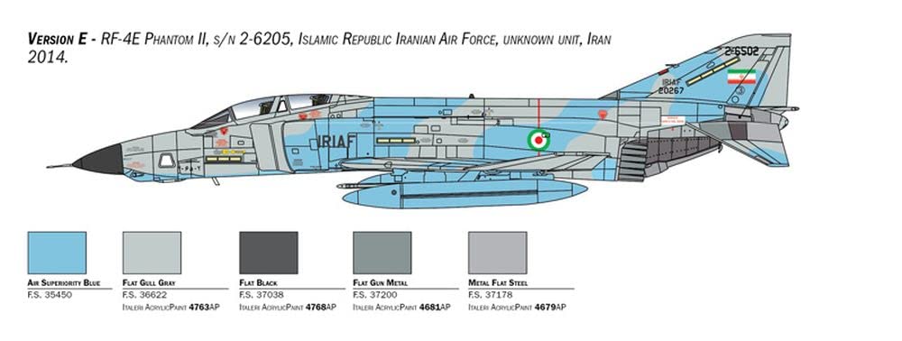 Italeri -2818 RF-4E Phantom II, Escala 1:48, Model Kit, Modelo de Plástico para Montar, Modelismo, IT2818
