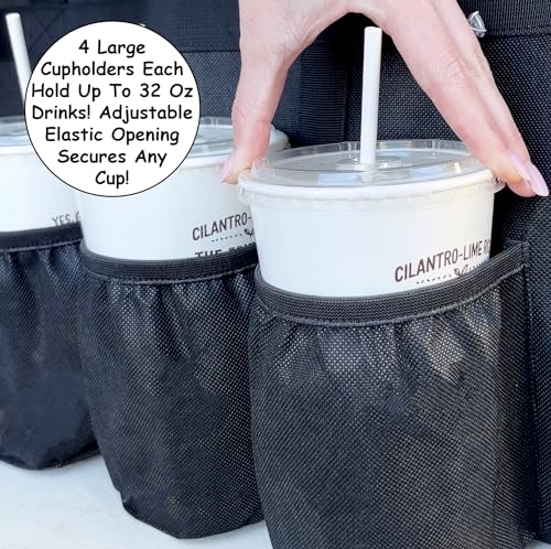 FRESHIE Insulated Food Delivery Bag with Cup Holders/Drink Carriers Premium, for Doordash, Uber Eats, Grubhub, Pizza Bag, Catering, Beverage, Commercial Quality (XL Pro) - view 2