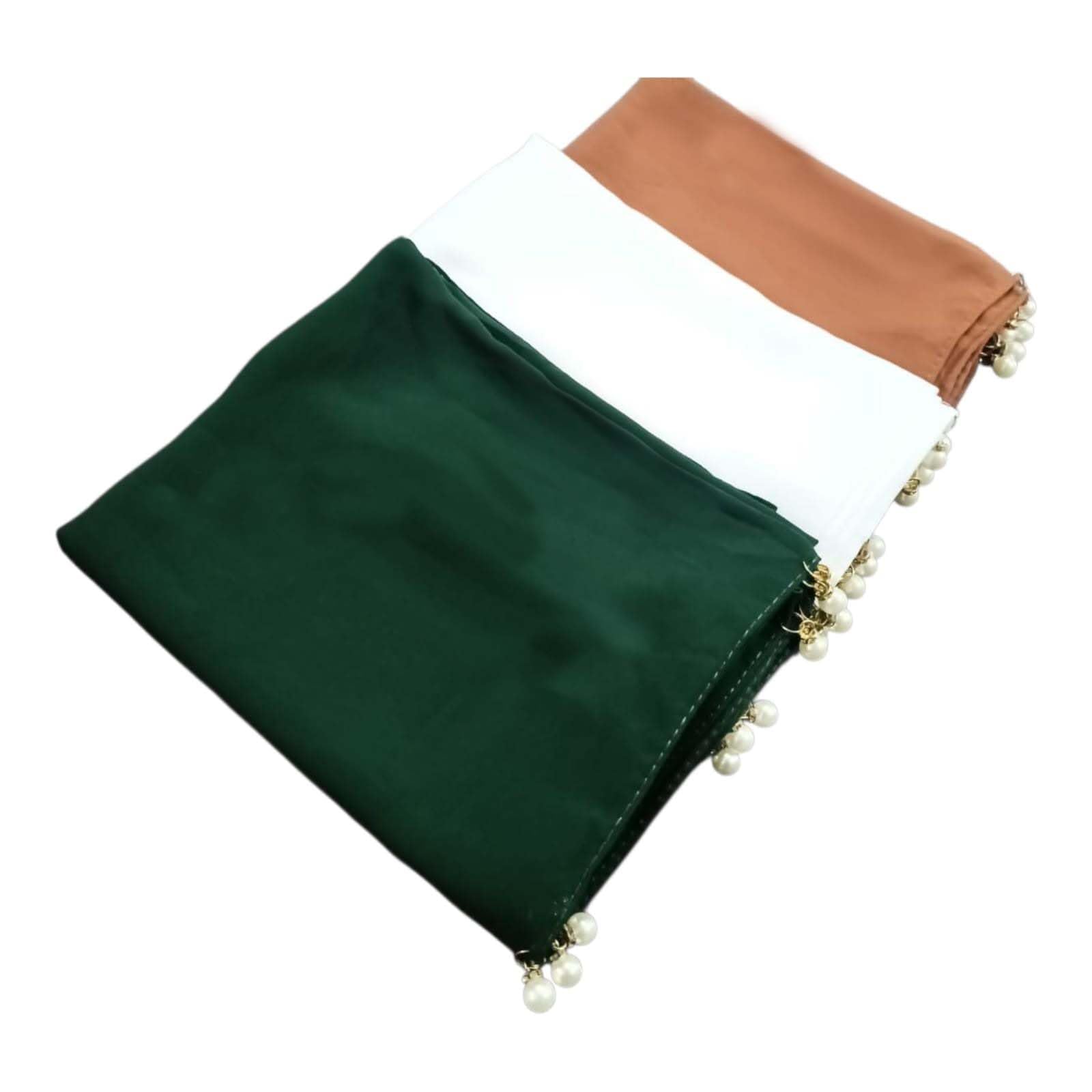 Premium Malaysian Georgette Hijab with Moti Latkan | Size 180x70 cm | Elegant Modest Wear for Women pack of 3